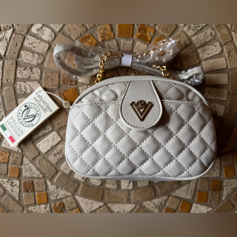 Valentina Quilted Cream Crossbody Bag